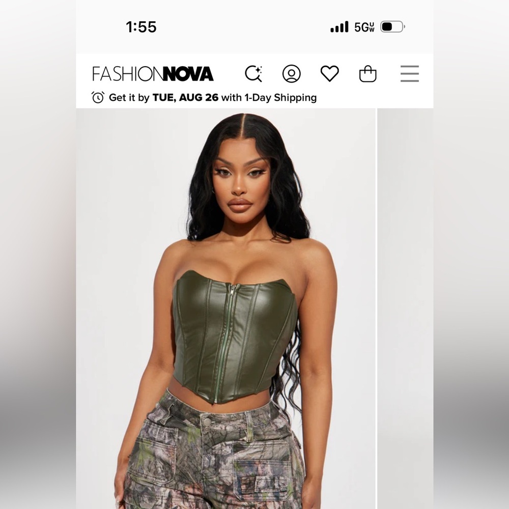 NWT Fashion Nova green corset top!
